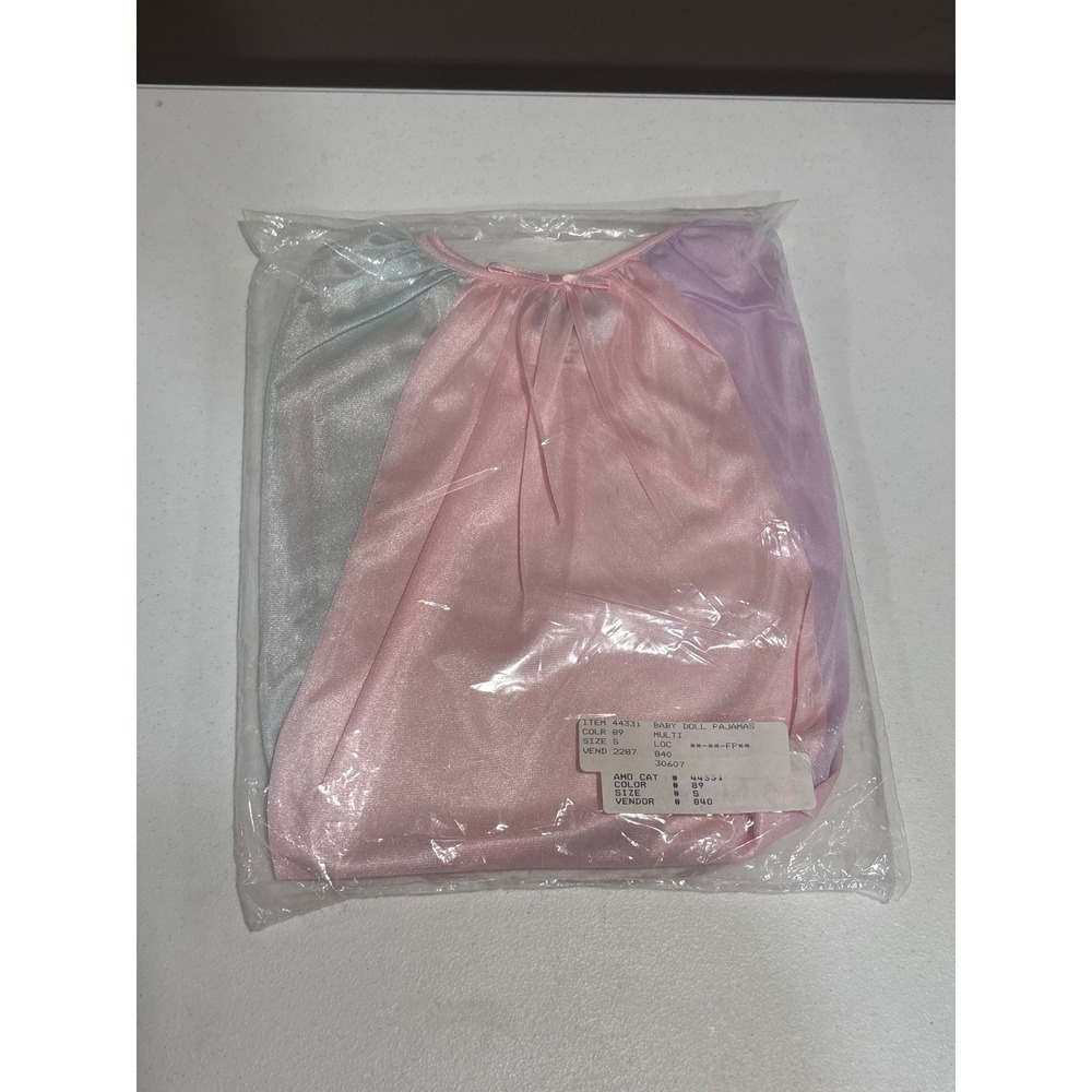 VTG Deadstock Pastel Colorblock Babydoll Pajamas Set New in Original Packaging